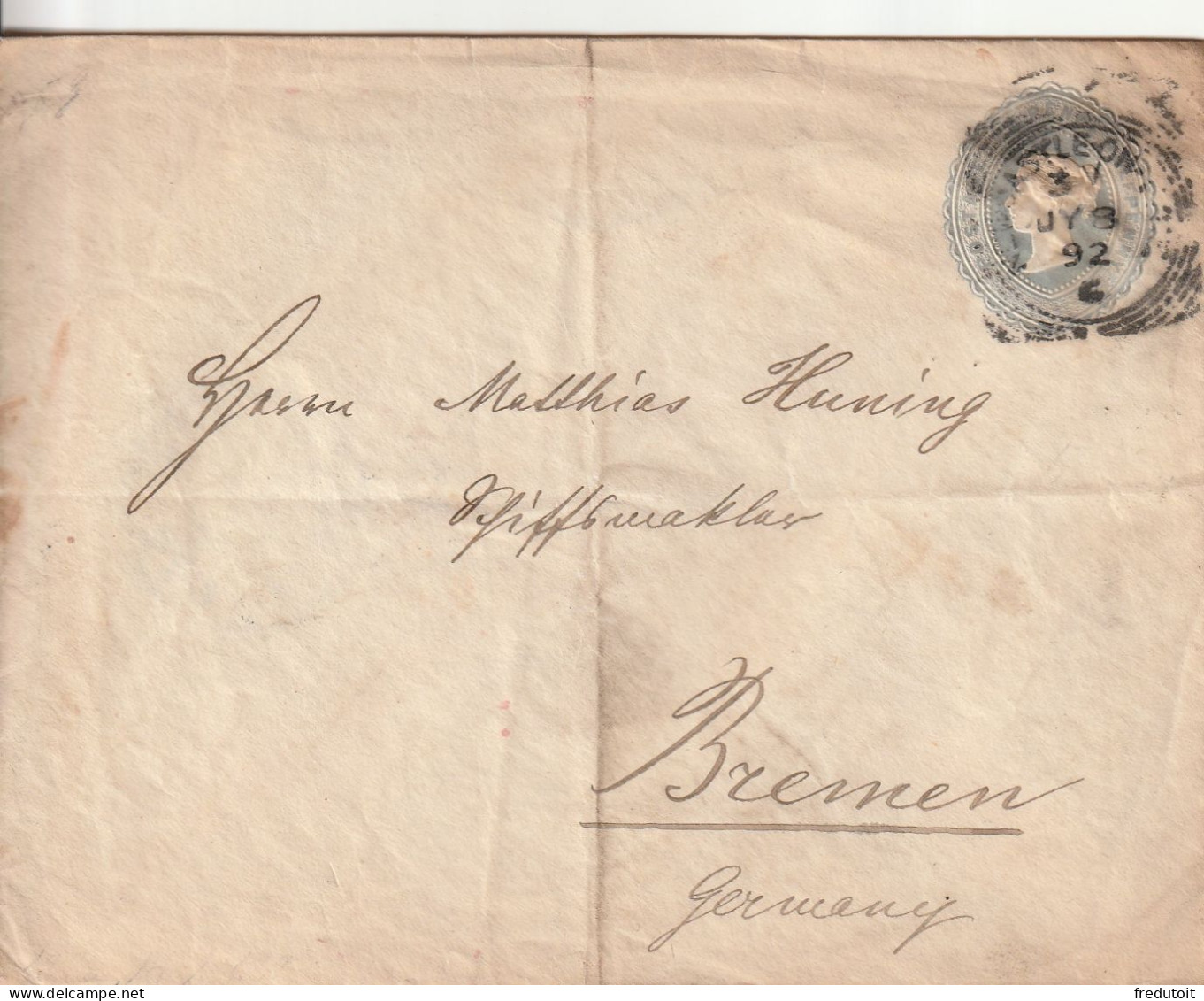 ENTIERS POSTAUX - Grande-Bretagne - Newcastle Le 08/06/1892 Pour Bremen (Allemagne) - Postwaardestukken