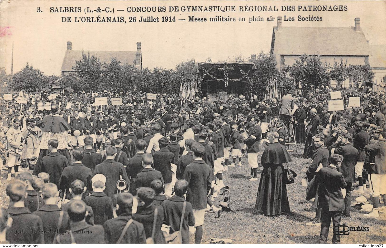 41-SALBRIS- CONCOURS DE GYMNASTIQUE REGIONAL DES PATRONAGES DE L'ORLEANAIS 1914, MESSE MILITAIRE EN PLEIN AIR LES STE - Salbris