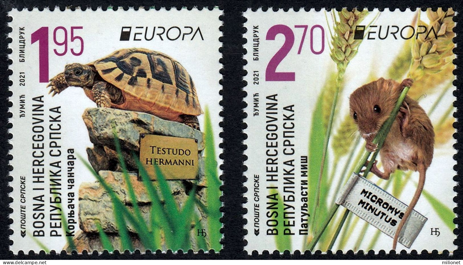 SALE! BOSNIA HERZEGOVINA SERBIA SERB POST PALE BOSNIE BOSNIEN 2021 EUROPA CEPT Endangered National Wildlife 2 Stamps ** - 2021