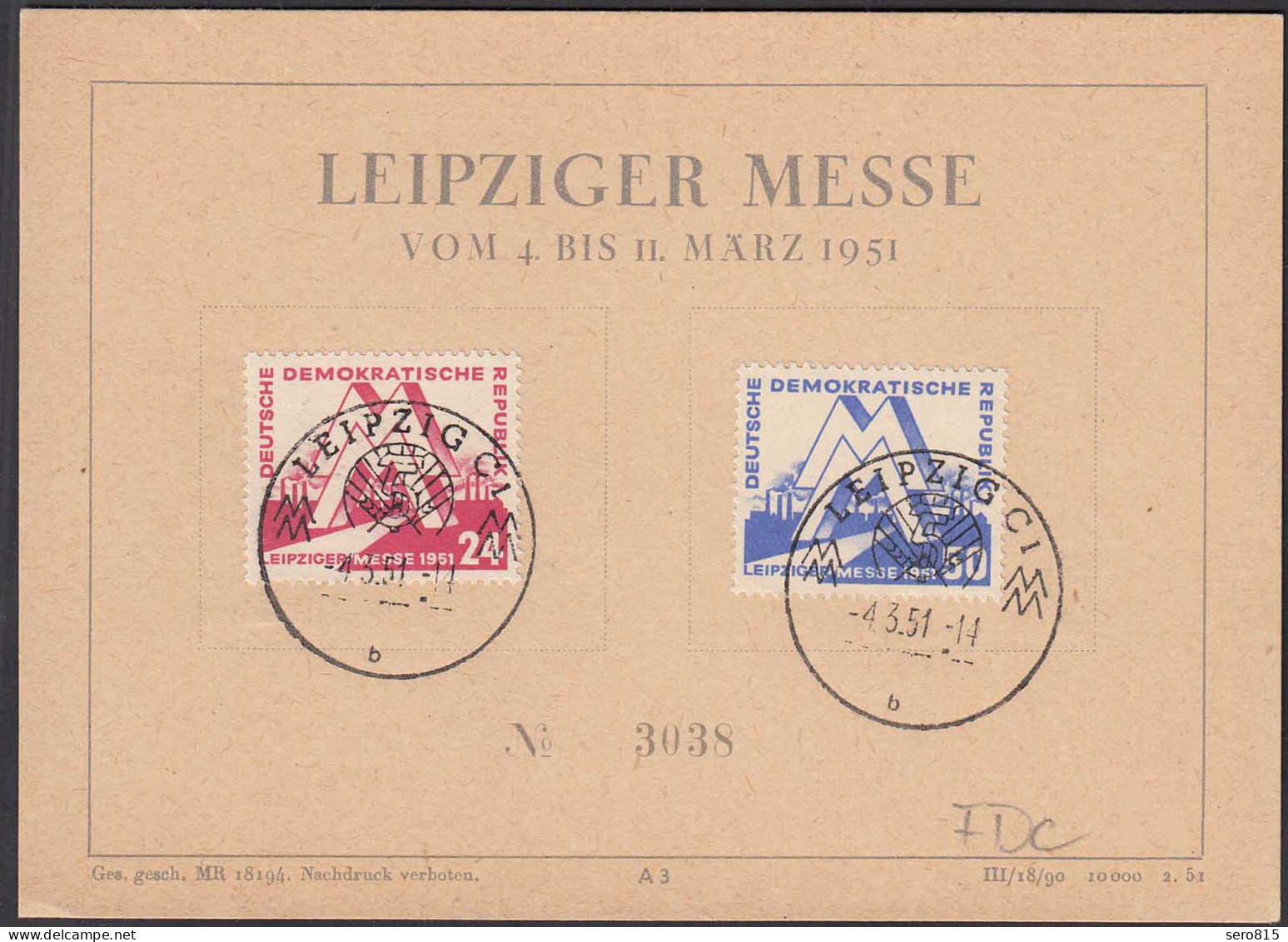 Leipzig - DDR Mi.282-83 Leipziger Messe 1951 Auf Ersttags-Karte Mi. 100 € - Autres & Non Classés