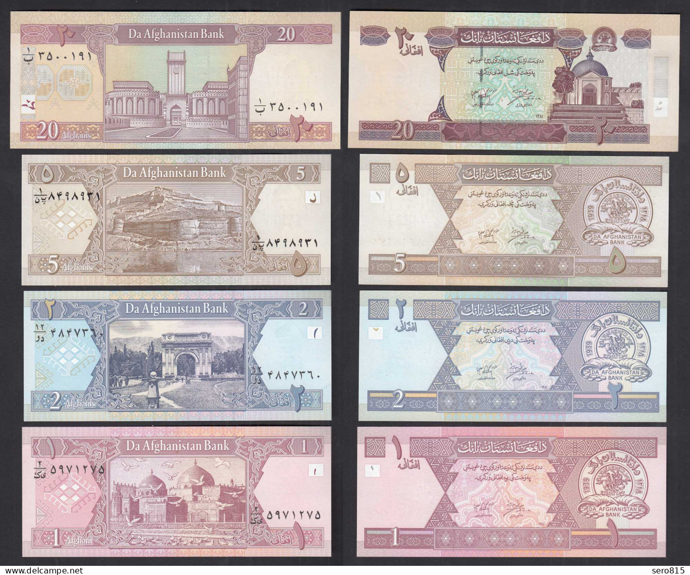 AFGHANISTAN - 4 Stück Banknoten 2002 UNC   (31936 - Otros – Asia