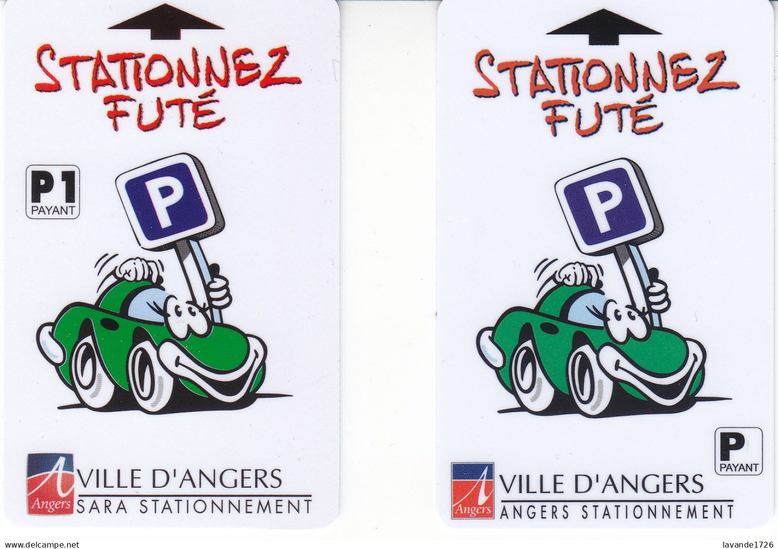 Lot De 2 Cartes De Stationnement Magnétique De ANGERS - Parkkarten