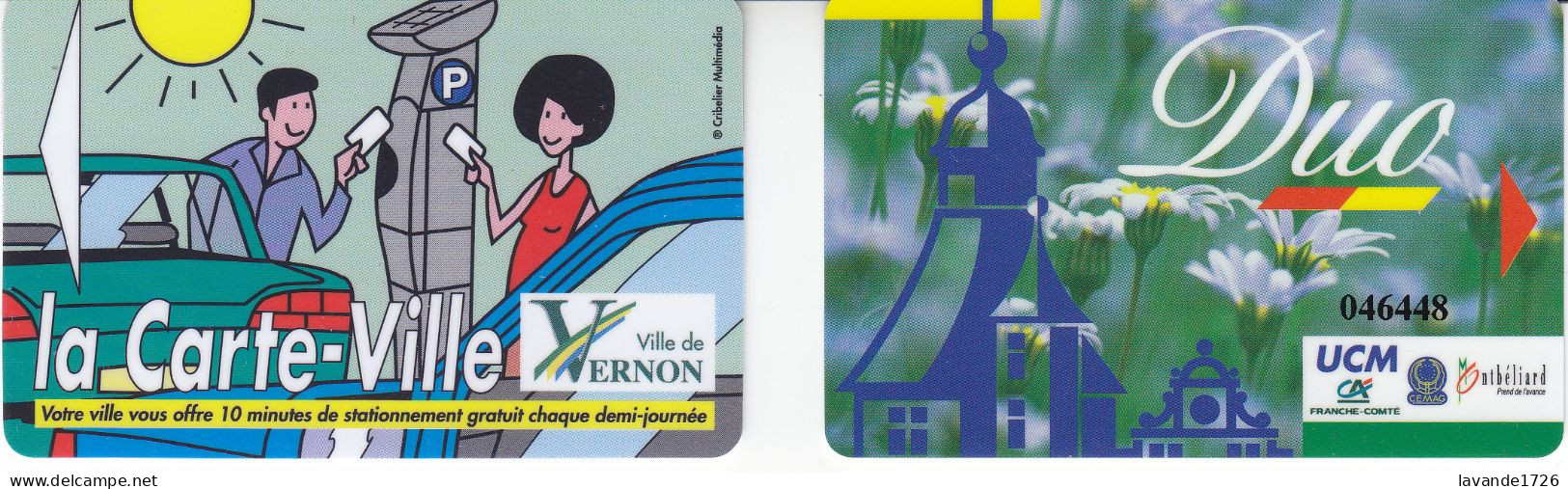 Lot De 2 Cartes De Stationnement Magnétique De MONTBELIARD Et VERNON - Parkkarten