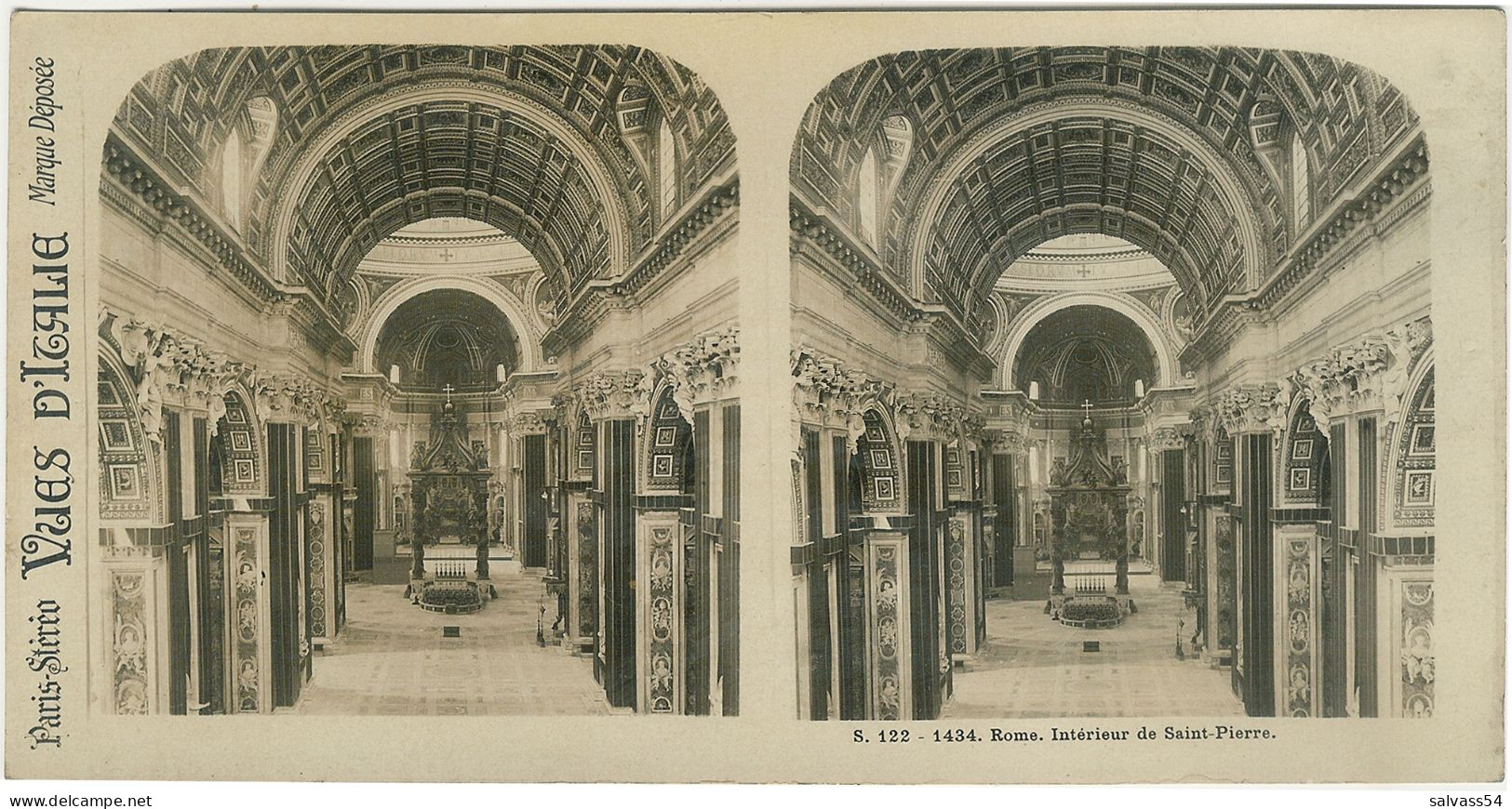 ITALIE - ITALIA - LAZIO - ROMA : Intérieur De Saint-Pierre - Carte Stéréo Fotografica - San Pietro