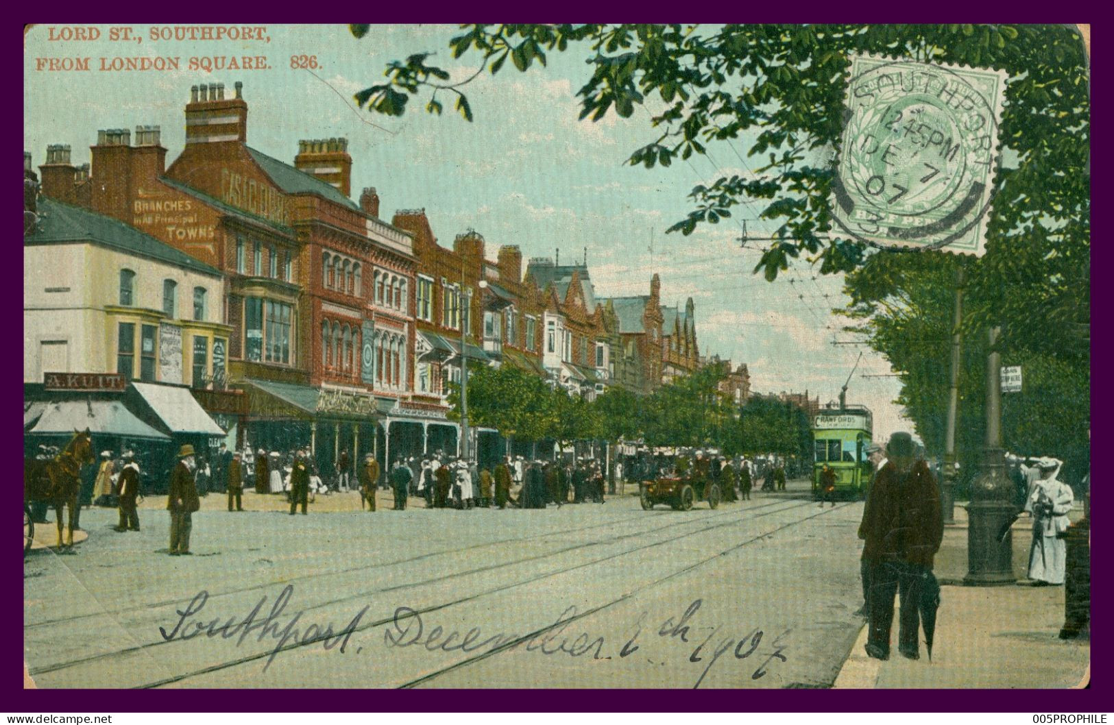 * Southport * Lord Street - From London Square - Tram Tramway - Animée - Série W.A. S.S. - 1907 - Colorisée - Southport