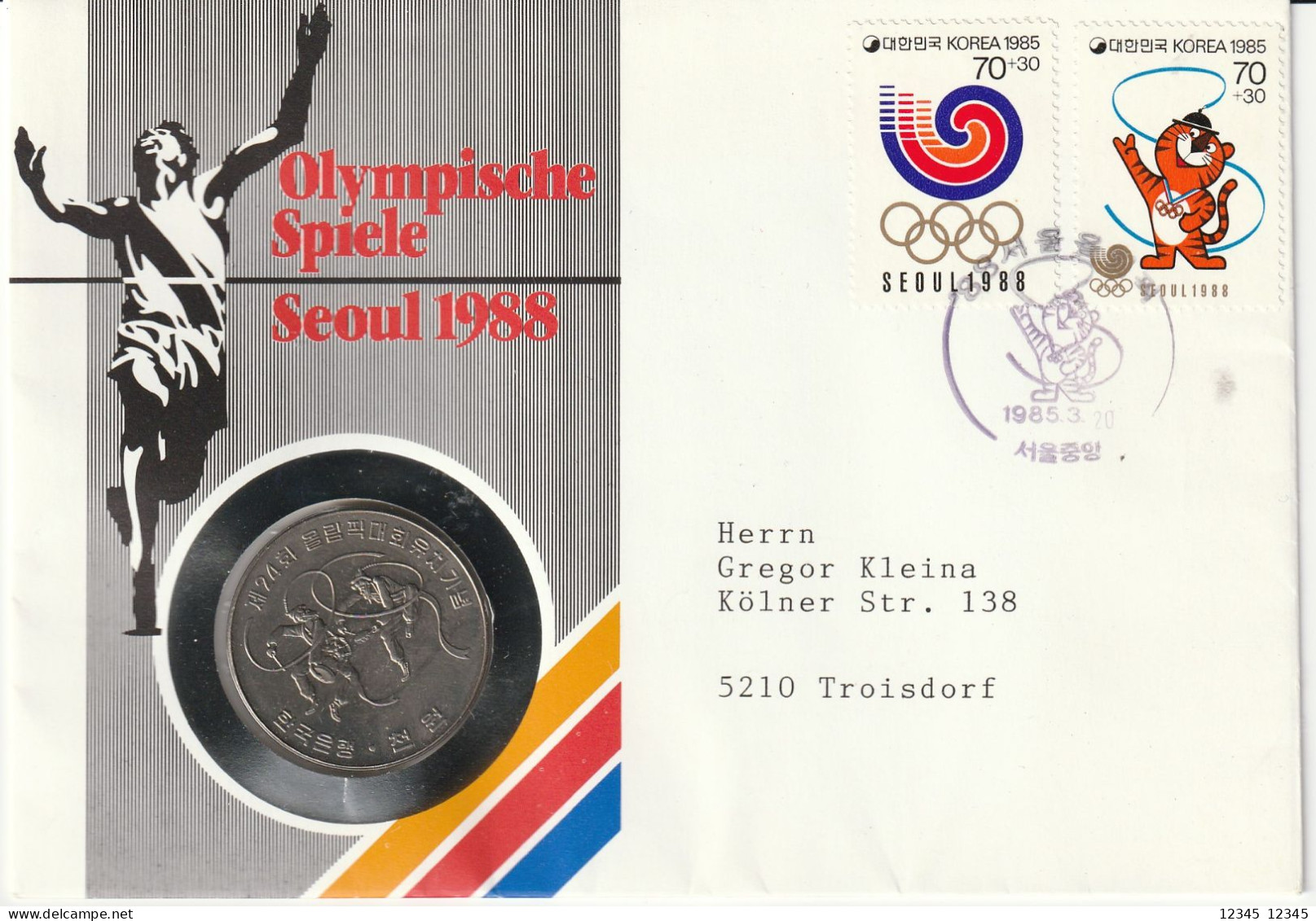 Zuid Korea 1985, Numis Letter Unused, Coins, Olympic Games - Corée Du Sud