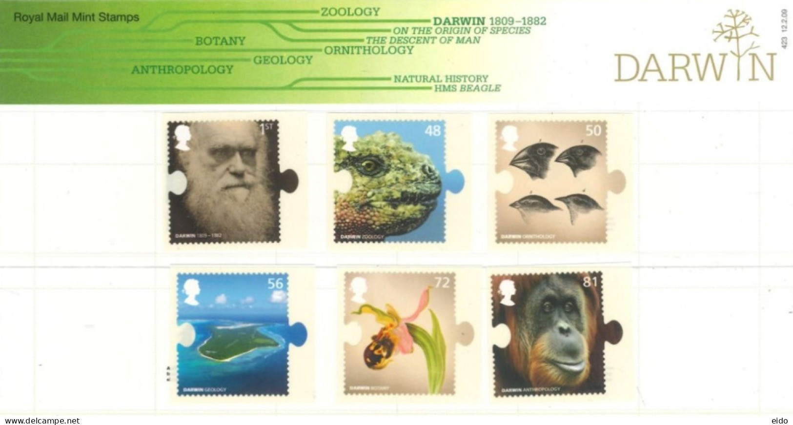 GREAT BRITAIN - 2009, DARWIN MINT STAMPS SET IN PRESENTATION PACK, UMM (**). - Unused Stamps