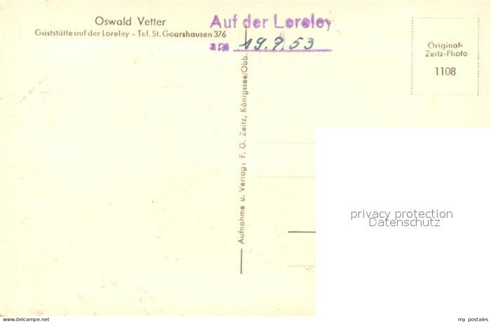 73564229 Loreley Lorelei Restaurant Owald Vetter Loreley Lorelei - Loreley