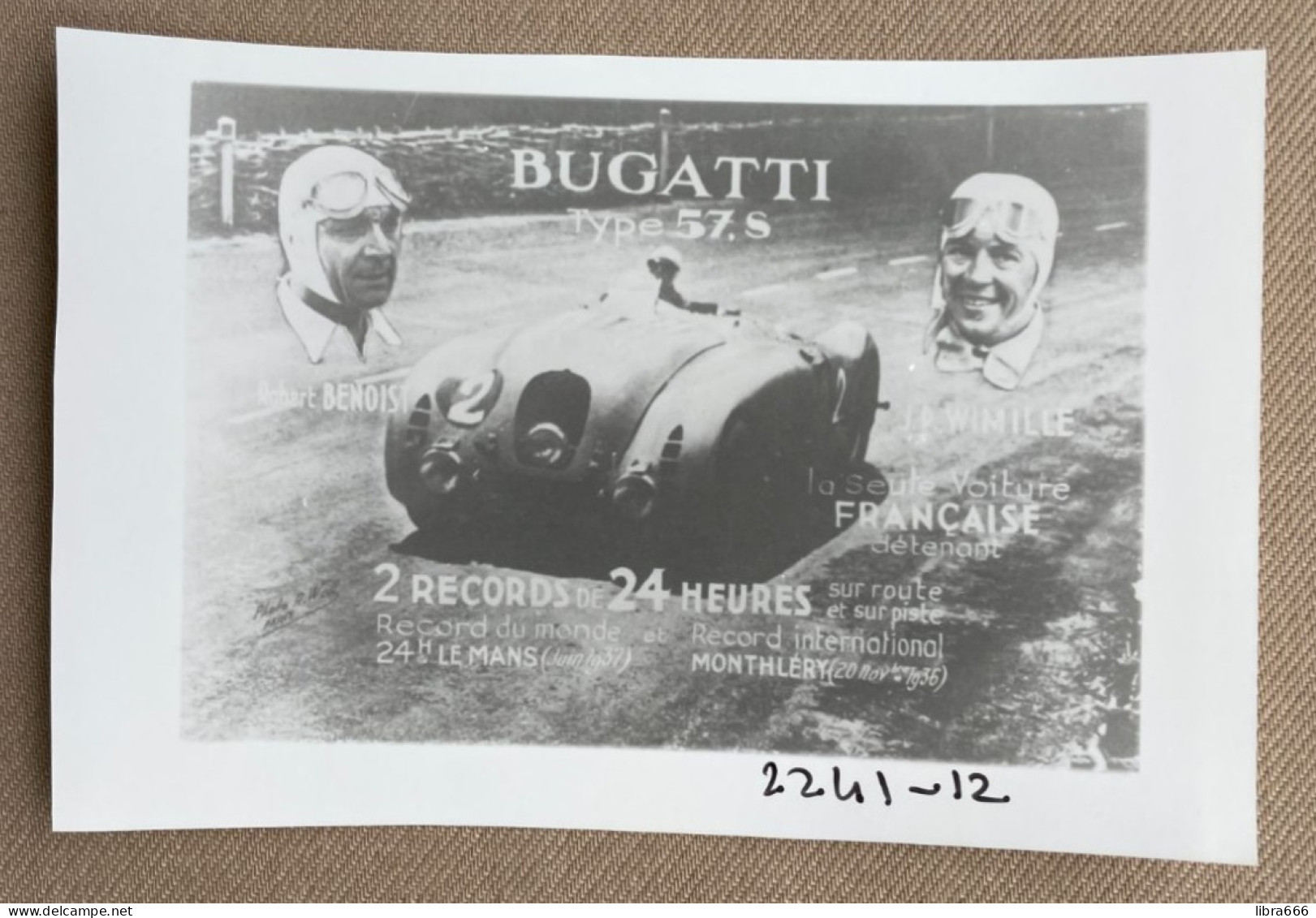 1934 - 24H Le Mans - Win BUGATTI 57.S - 14 X 9 Cm (REPRO PHOTO !  Zie Beschrijving, Voir Description, See Description) ! - Deportes