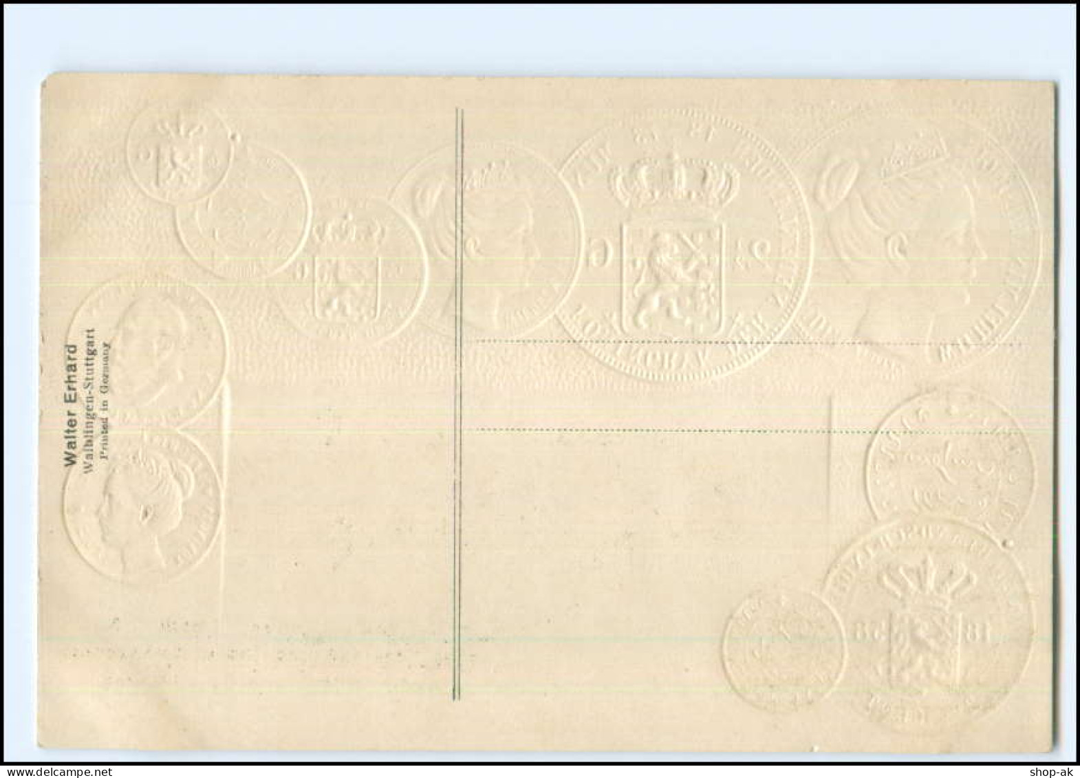 XX16141/ Münzen Geld AK Niederlänisch Indien  AK  Prägedruck Ca.1925 - Monnaies (représentations)