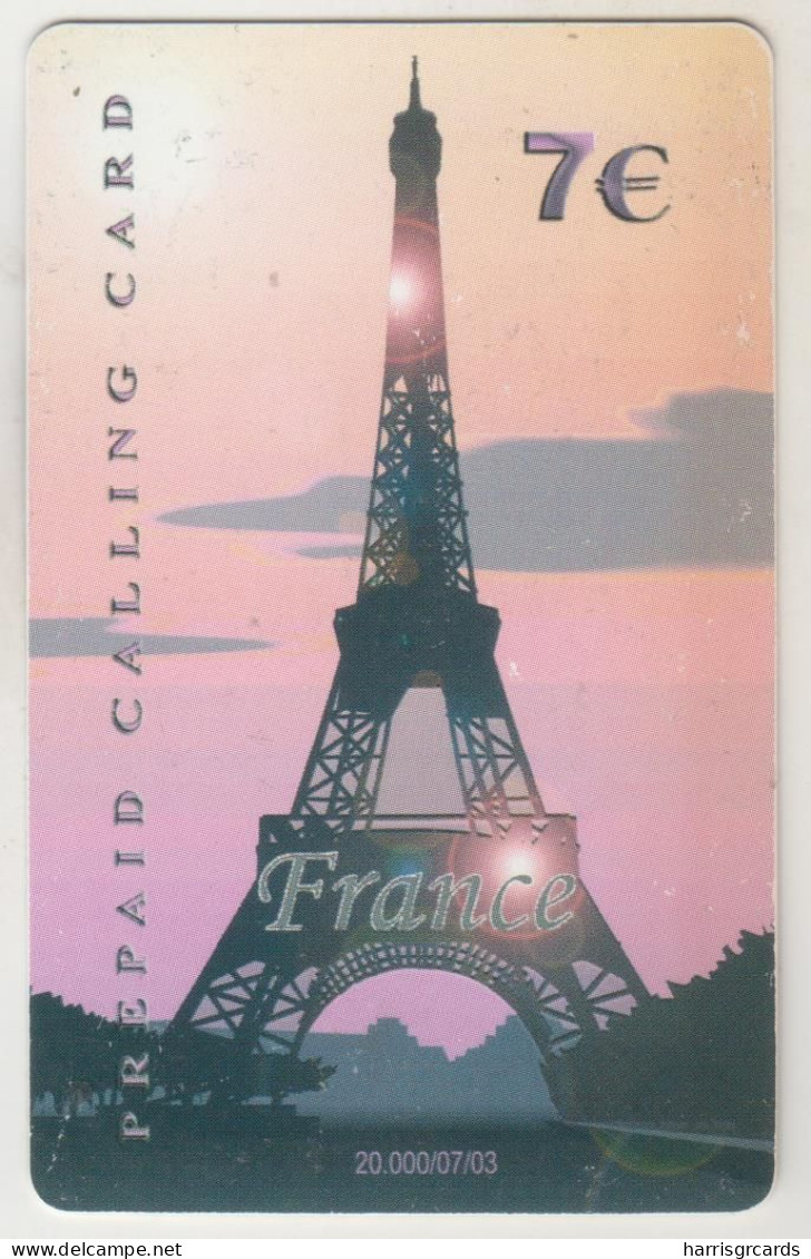 GREECE - France , La Tour Eiffel, AMIMEX Prepaid Card ,7 €, 07/03, Tirage 20.000, Used - Griekenland