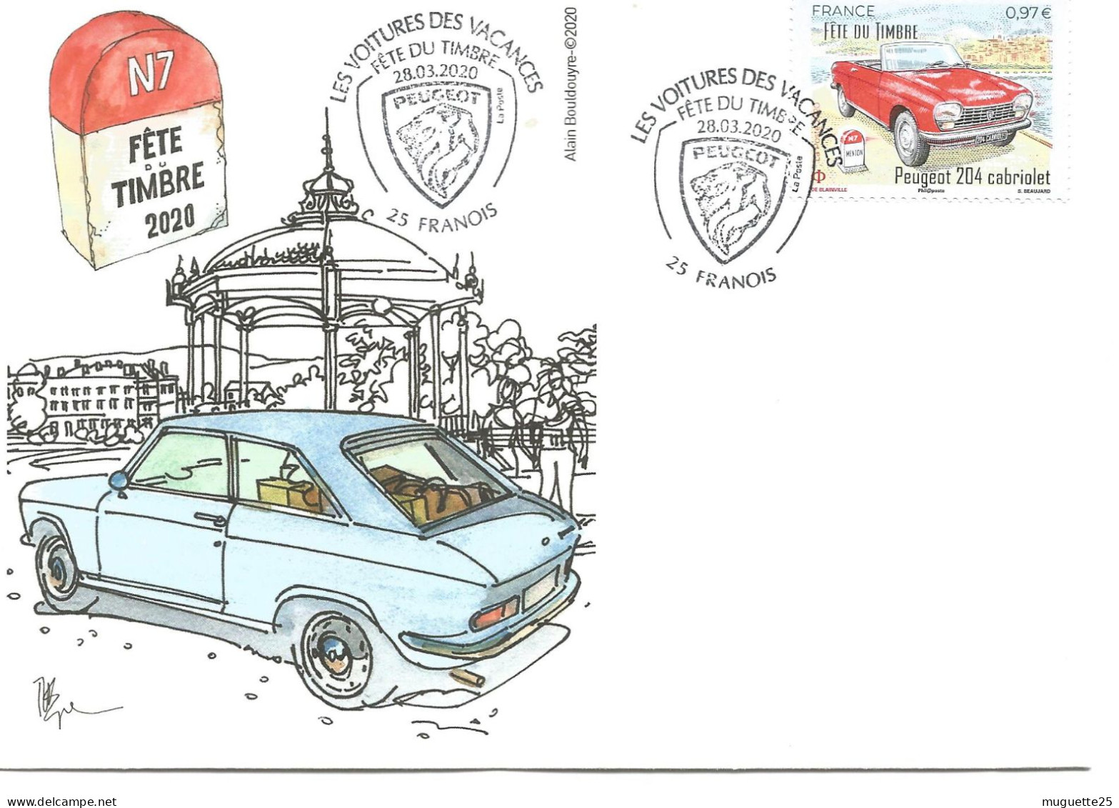 France FDC Lot De 1 Grande Enveloppe +1 Petite Enveloppe +1 CP+1 CP Locale Franois 2020 Cachet Peugeot Voitures - 2020-…