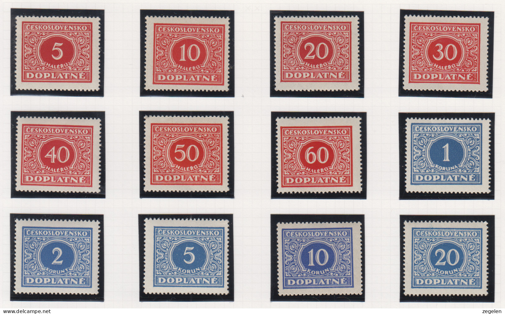 Tsjechoslovakije Michel-cat. Porto 55/66 * - Postage Due