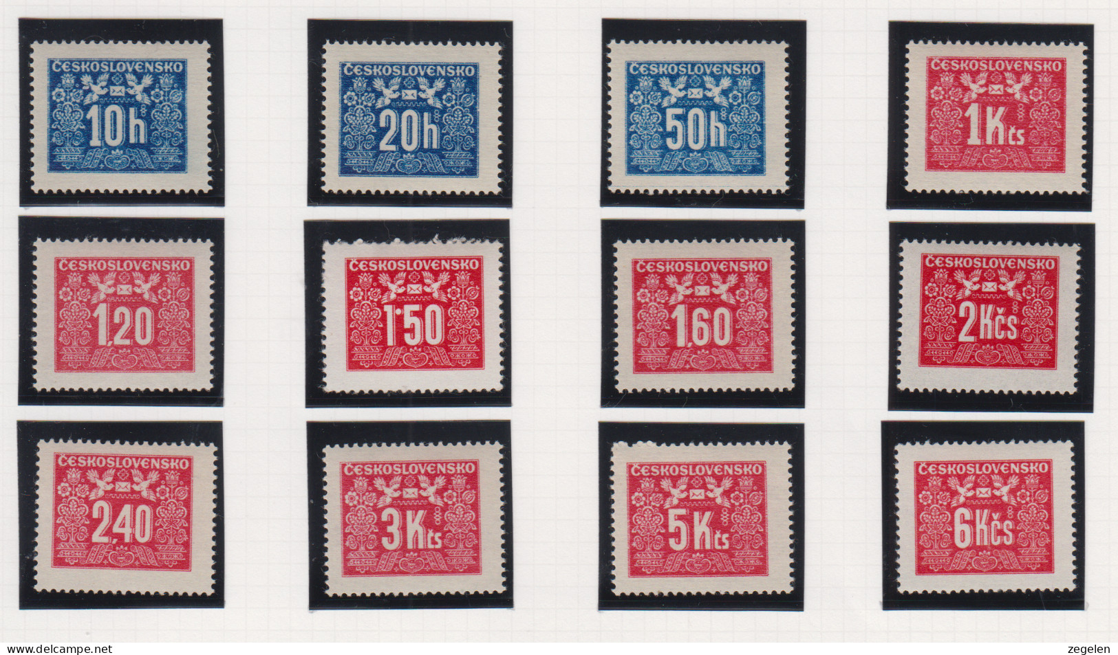 Tsjechoslovakije Michel-cat. Porto 67/78 ** - Timbres-taxe