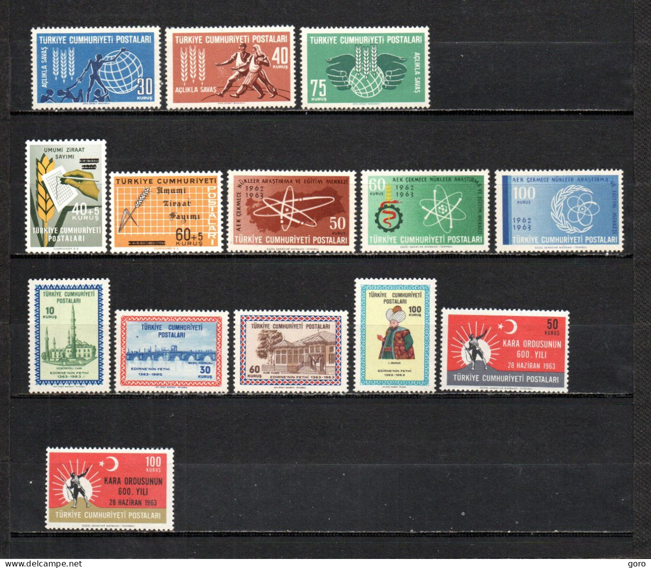 Turquía  1963  .-   Y&T  Nº   1647/1649-1650/1651-1652/1654-1655/1658-1659/1660   ** - Unused Stamps