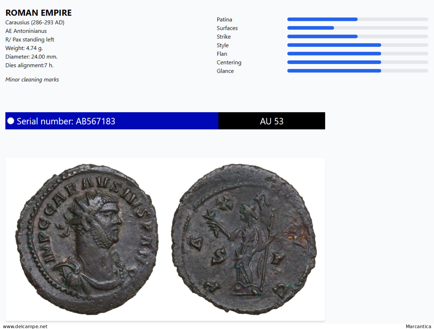 CCG Certified! Carausius, Romano-British Emperor, 286-293. Antoninianus, C' Mint (Camulodunum?). PAX AVG / S - P - La Tetrarchía Y Constantino I El Magno (284 / 307)