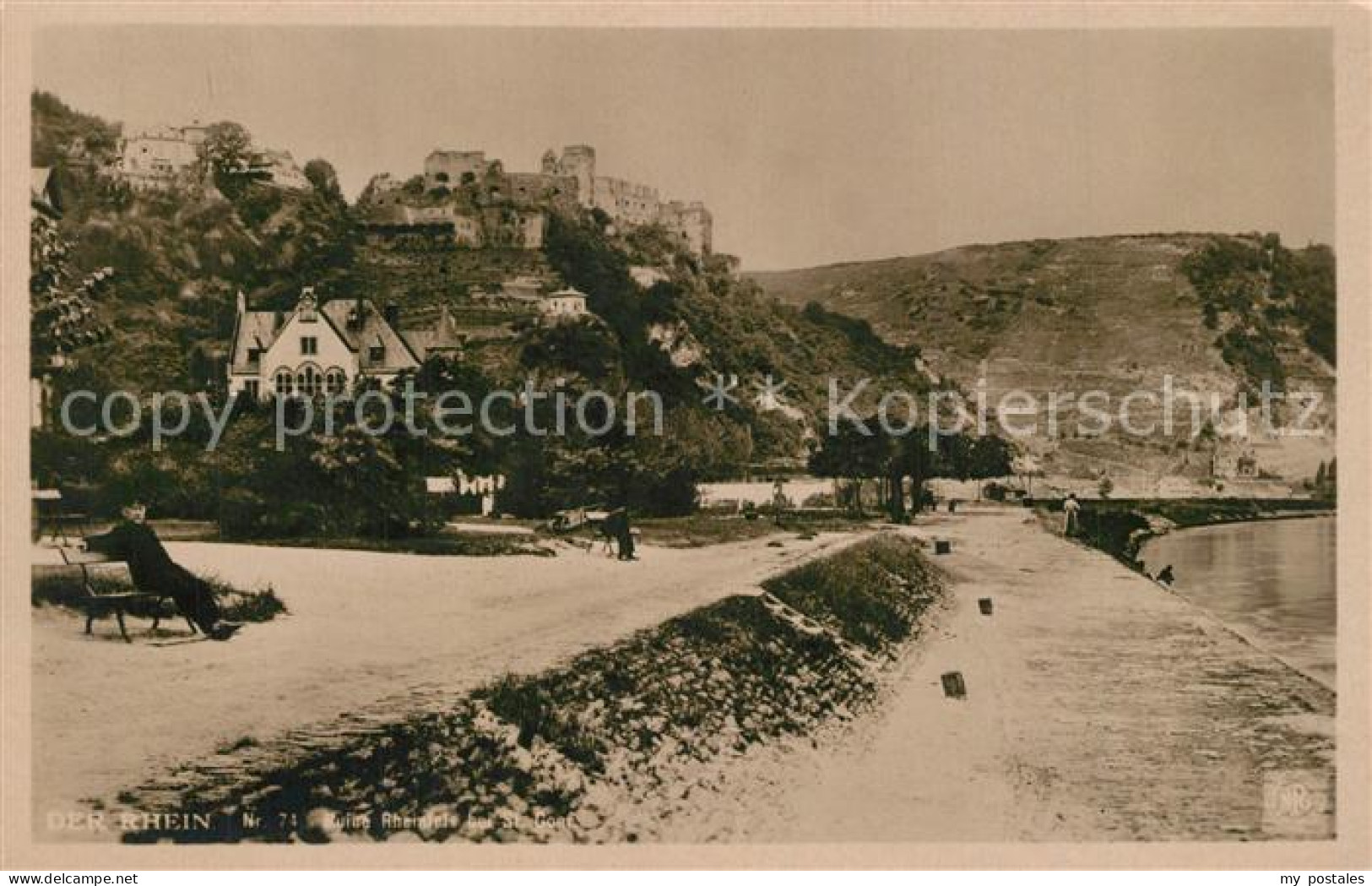 73560946 St Goar Uferpromenade Am Rhein Mit Blick Zur Burgruine Rheinfels St Goa - St. Goar