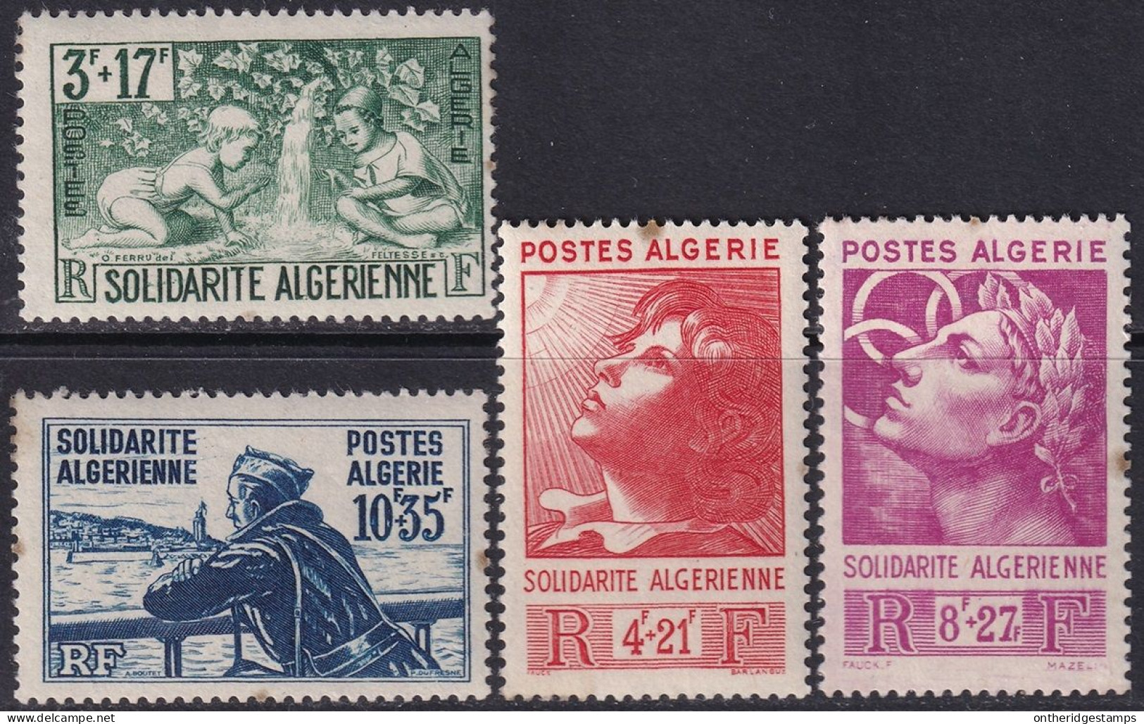 Algeria 1946 Sc B47-50 Algérie Yt 249-52 Set MLH* Small Tape Stains - Neufs