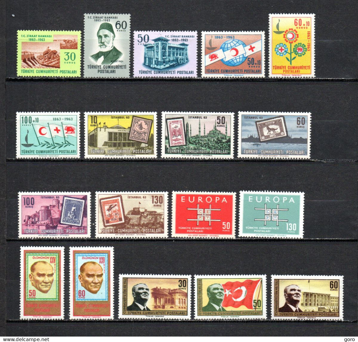 Turquía  1963  .-   Y&T  Nº   1661/1663-1664/1666-1667/1671-1672/1673-1674/1675-1676/1678   ** - Unused Stamps