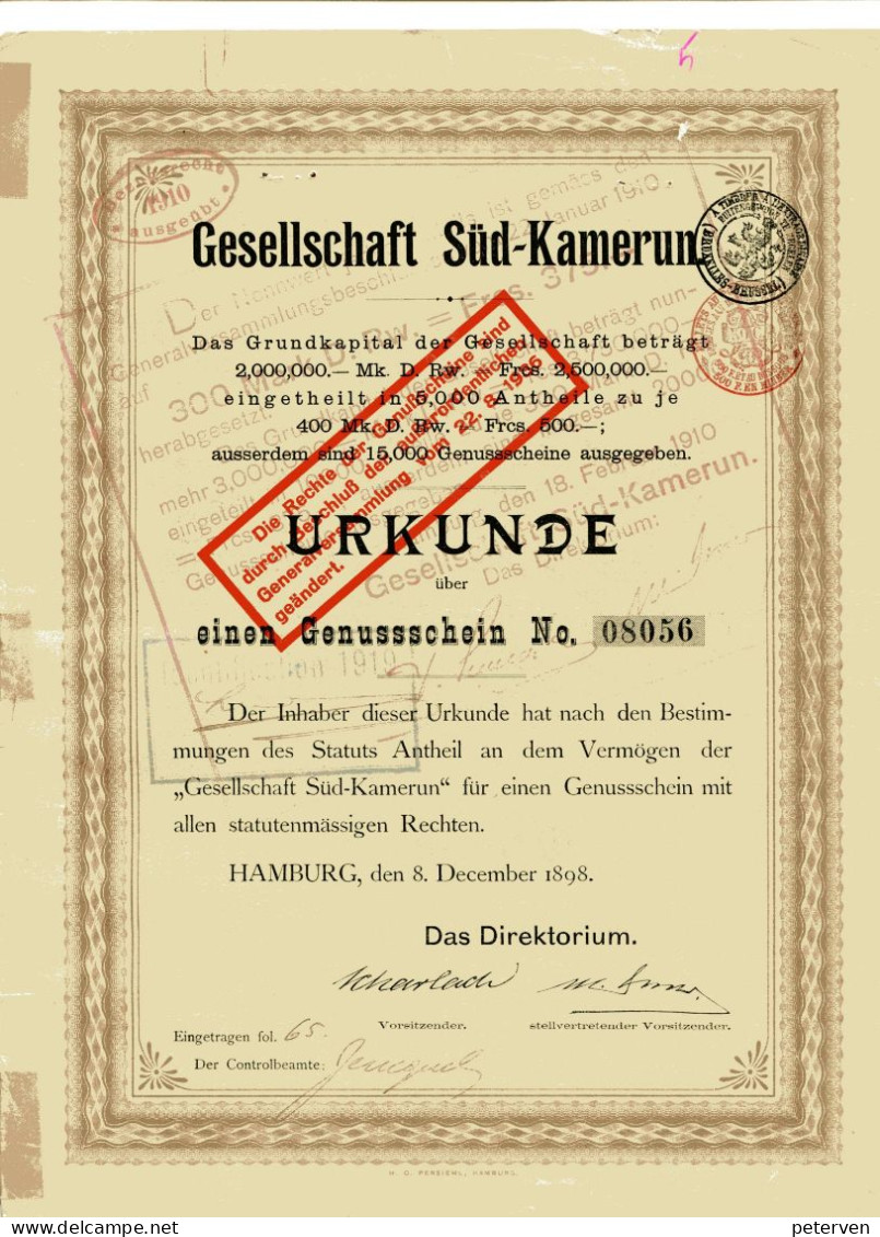 Gesellschaft Süd-Kamerun; Genussschein - Bank & Versicherung