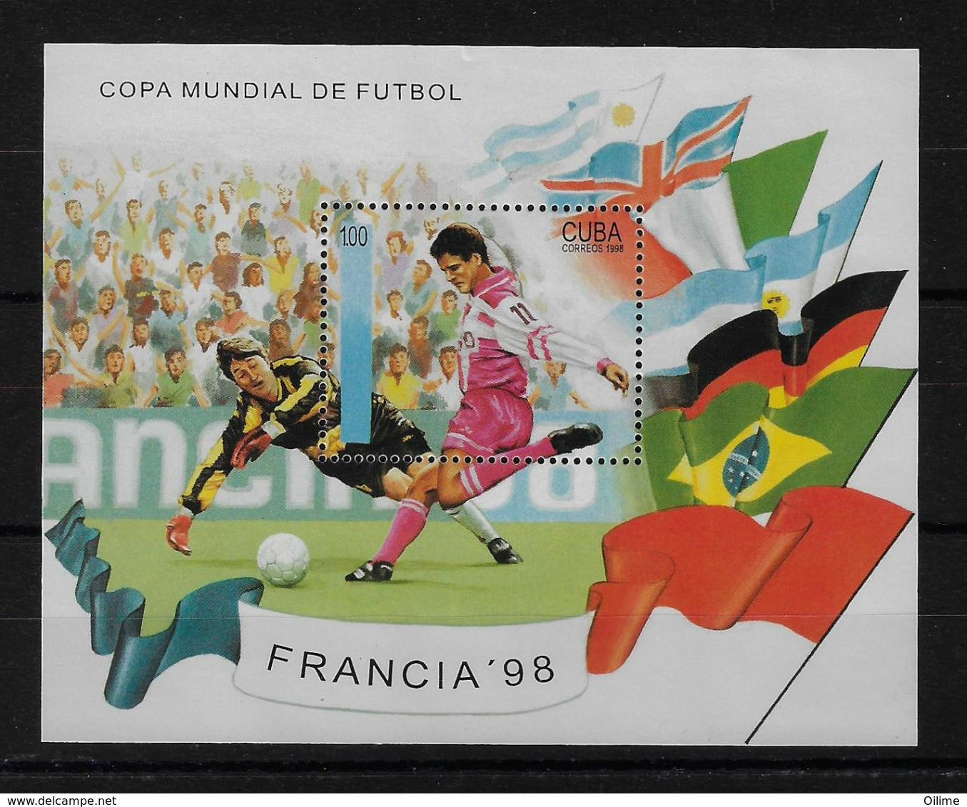 CUBA 1998. HB COPA MUNDIAL DE FUTBOL FRANCIA 98. MNH. EDIFIL 4242 - Nuevos