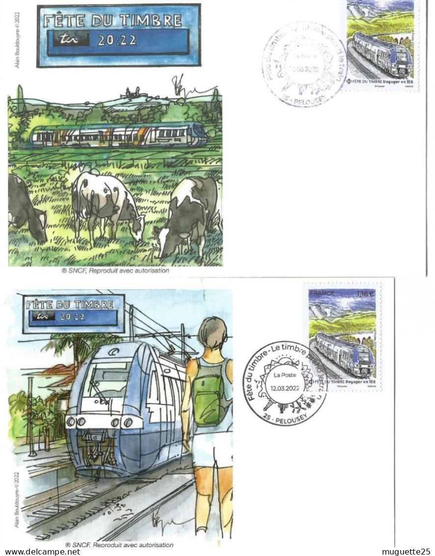 France FDC Lot De 1 Enveloppe Bloc+ 1 Enveloppe+ 1 CP Voyage En Train - 2020-…