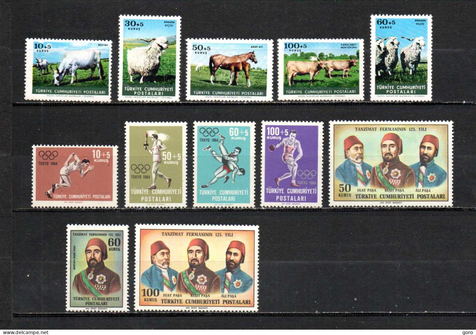 Turquía  1964  .-   Y&T  Nº   1699/1703-1704/1707-1708/1710   ** - Unused Stamps
