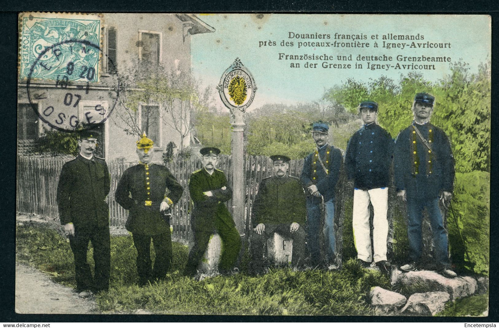 CPA - Carte Postale - Douaniers Français Et Allemands Près Des Poteaux Frontière à Igney Avricourt (CP24477OK) - Douane