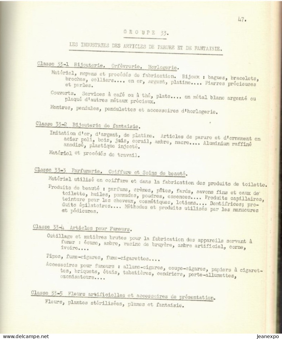 EXPOSITION UNIVERSELLE Bruxelles 1958 UNIVERSELE TENTOONSTELLING  CLASSIFICATION GENERALE - Collections