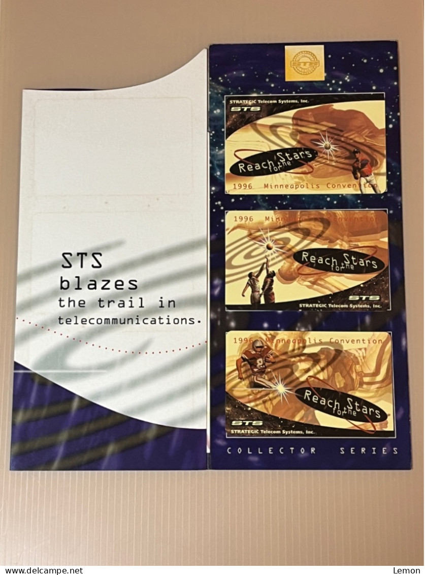 Mint USA UNITED STATES America STS Prepaid Telecard Phonecard, Reach For The Stars 1996, Set Of 3 Mint Cards In Folder - Autres & Non Classés