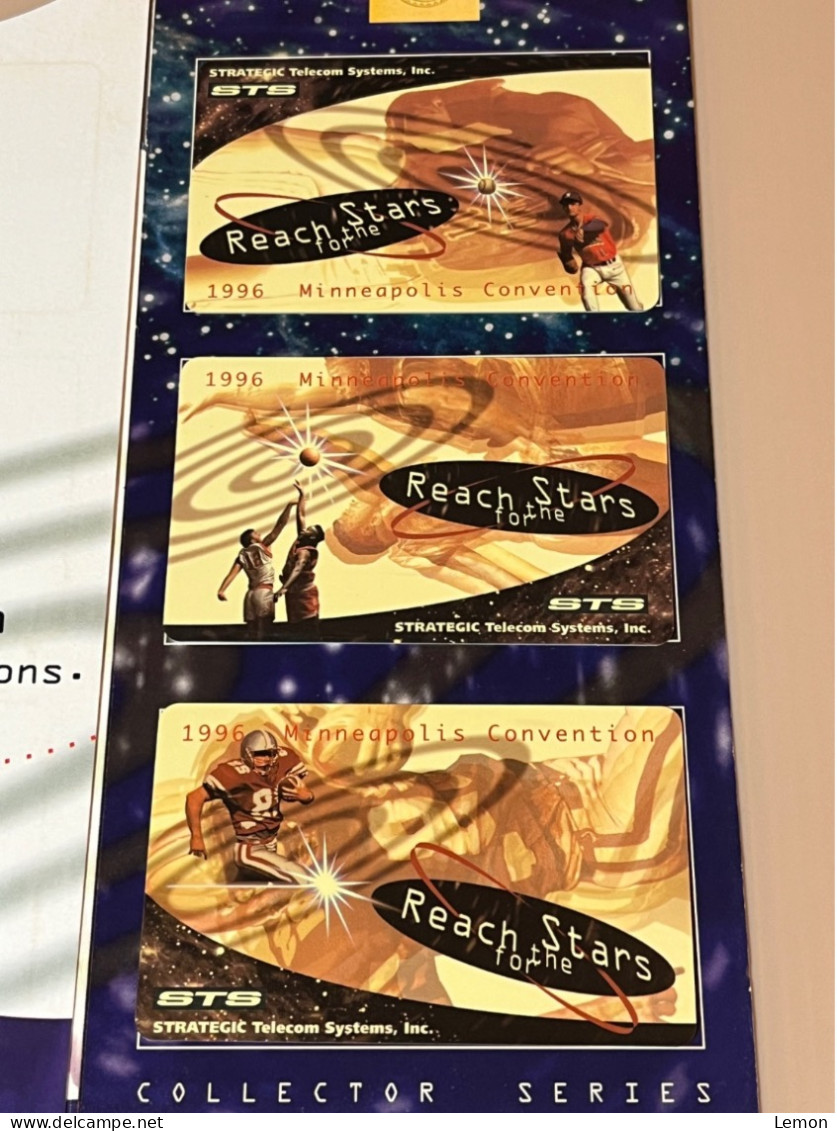 Mint USA UNITED STATES America STS Prepaid Telecard Phonecard, Reach For The Stars 1996, Set Of 3 Mint Cards In Folder - Other & Unclassified