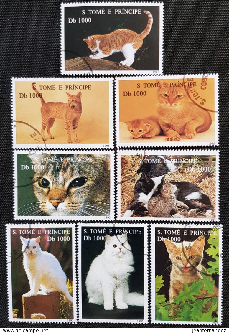 Sao Tome Et Principe 1995  Cats  Stampworld N° 1596 à 1604 Sauf Le 1600 - São Tomé Und Príncipe