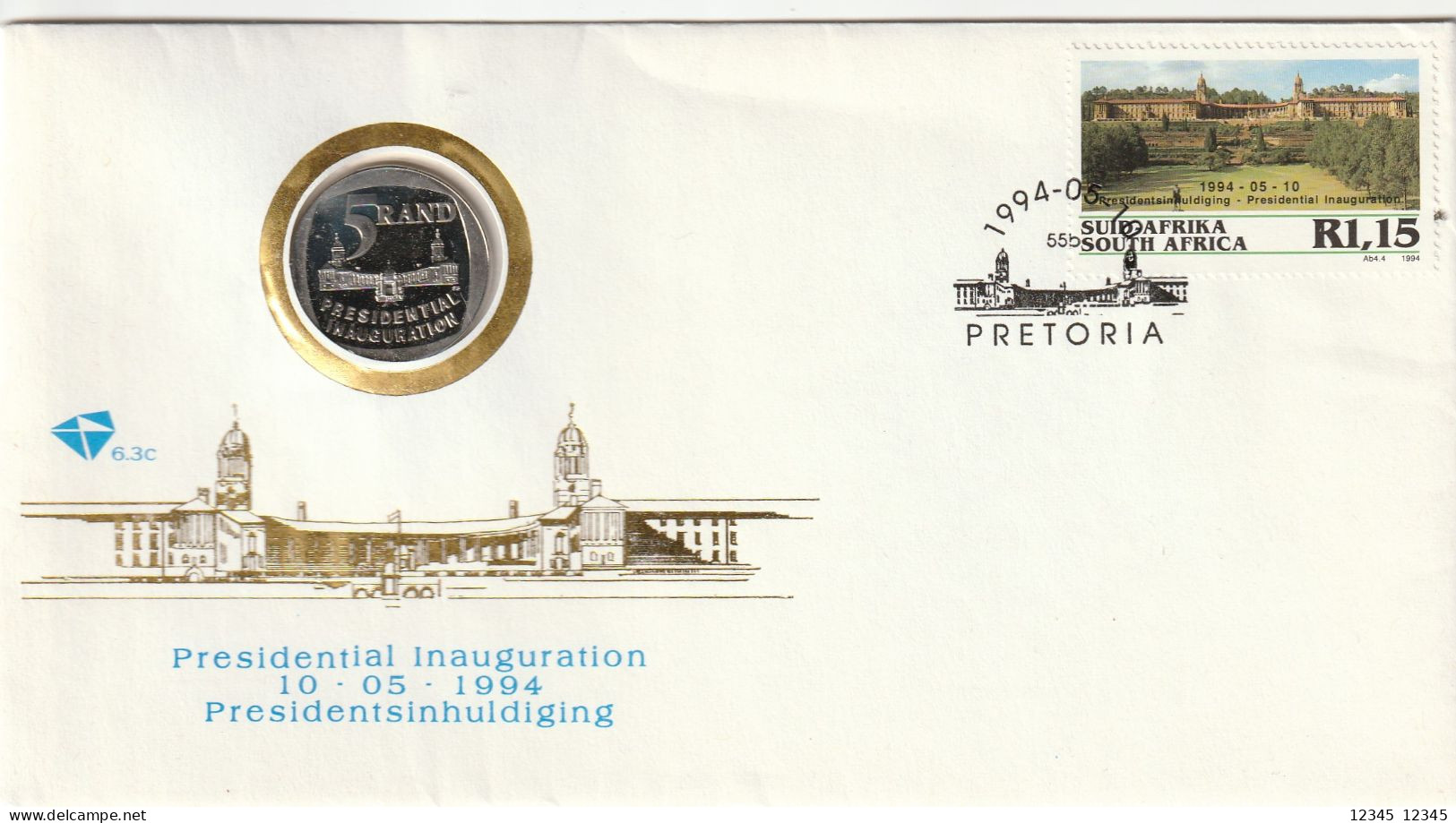 Zuid Afrika 1994, Numis Letter Unused, Presidential Inauguration - Cartas & Documentos