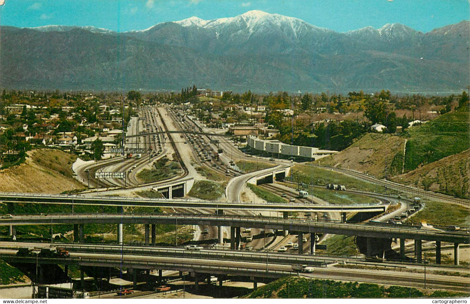 USA Junction Of San Bernardino & Long Beach Freeways CA Panoramic View - San Bernardino