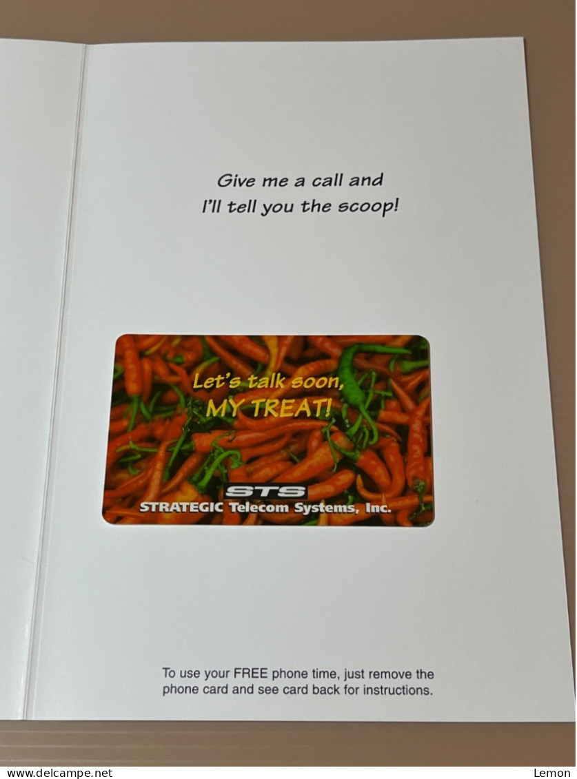 Mint USA UNITED STATES America Prepaid Telecard Phonecard,STS Chilli Greeting Card,Set Of 1 Mint Card With Greeting Card - Andere & Zonder Classificatie