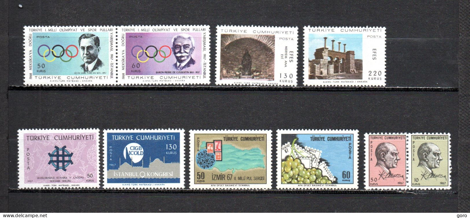 Turquía  1967  .-   Y&T  Nº   1839/1840-1841/1842-1843/1844-1845/1846-1847/1848   ** - Unused Stamps