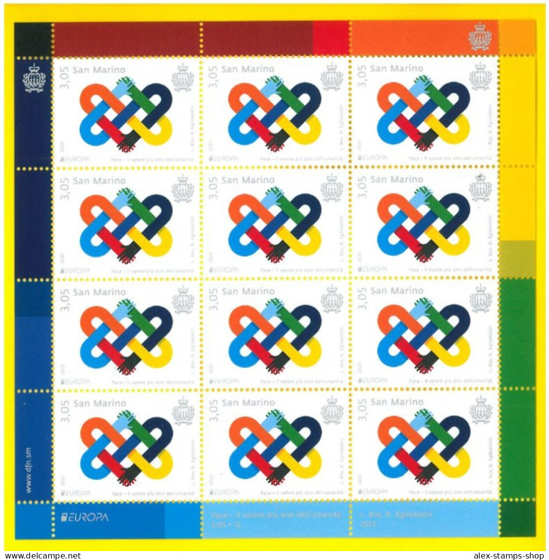 SAN MARINO 2023 Europa - Pace Il Valore Più Alto Dell’umanità MF - New Sheet - Blocks & Sheetlets