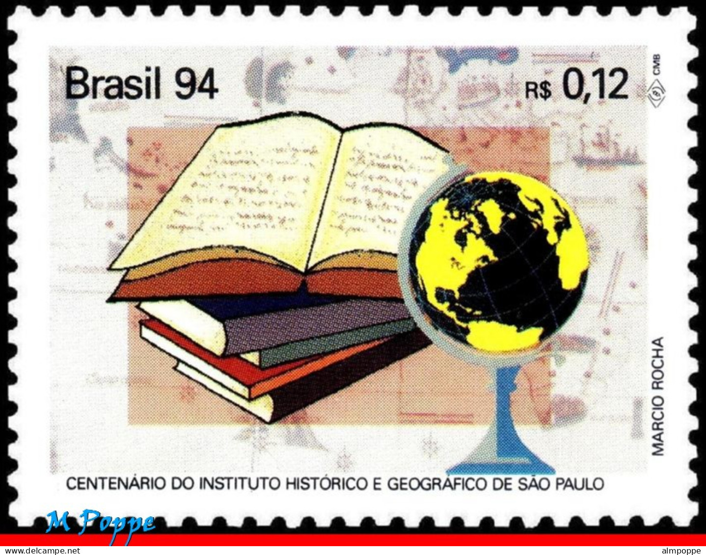 Ref. BR-2520 BRAZIL 1994 - GEOGRAPHIC & HISTORYINSTITUTE, GLOBE, MAPS, MI# 2626, MNH, BOOKS 1V Sc# 2520 - Ungebraucht