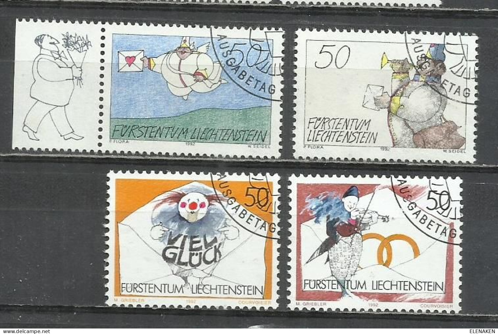 8525D-SERIE COMPLETA LIECHTENSTEIN 1992 Nº 982/985 - Gebraucht