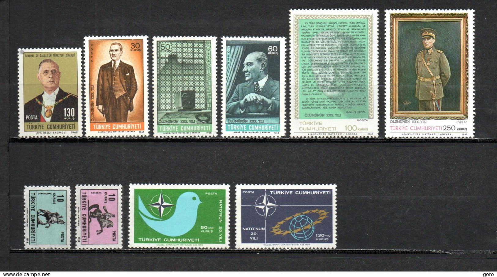 Turquía  1968-69  .-   Y&T  Nº   1880-1881/1885-1886/1887-1888/1889   ** - Unused Stamps