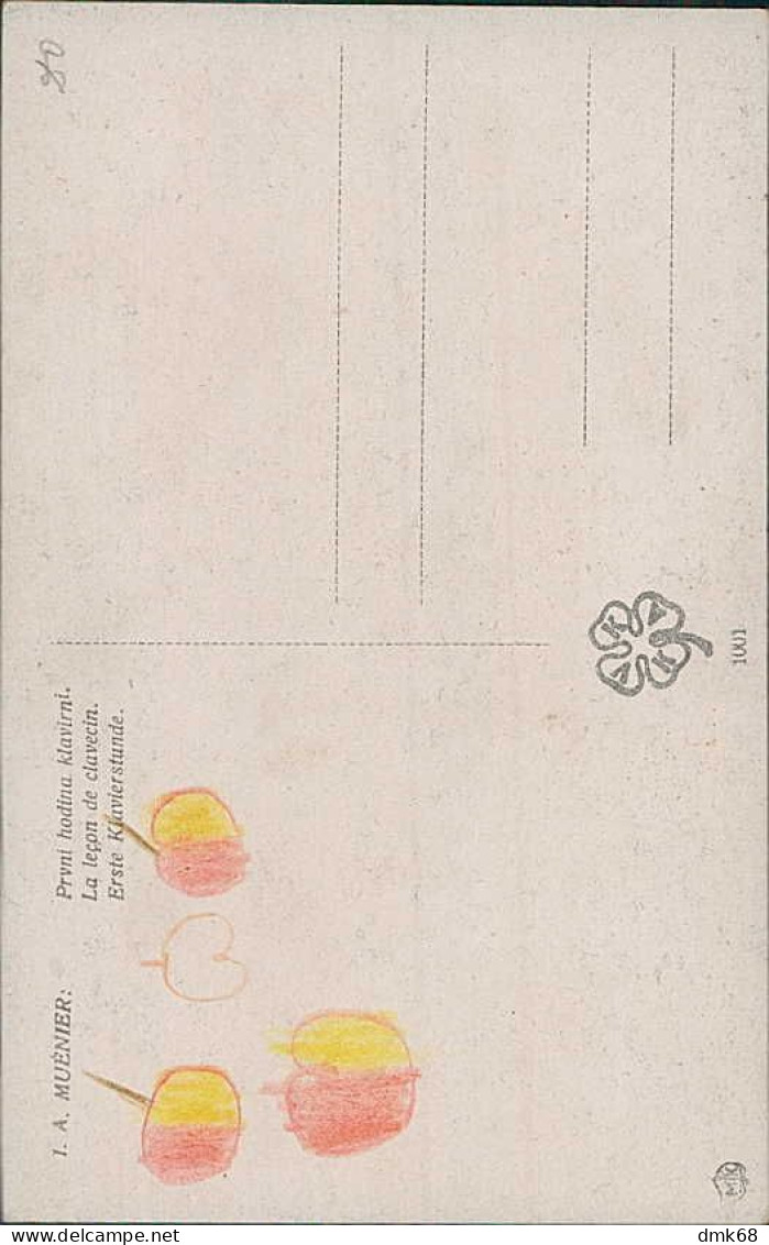 I. A. MEUNIER SIGNED 1910s POSTCARD - LA LECON DE CLAVECIN - N. 1001 (5469) - Corbella, T.