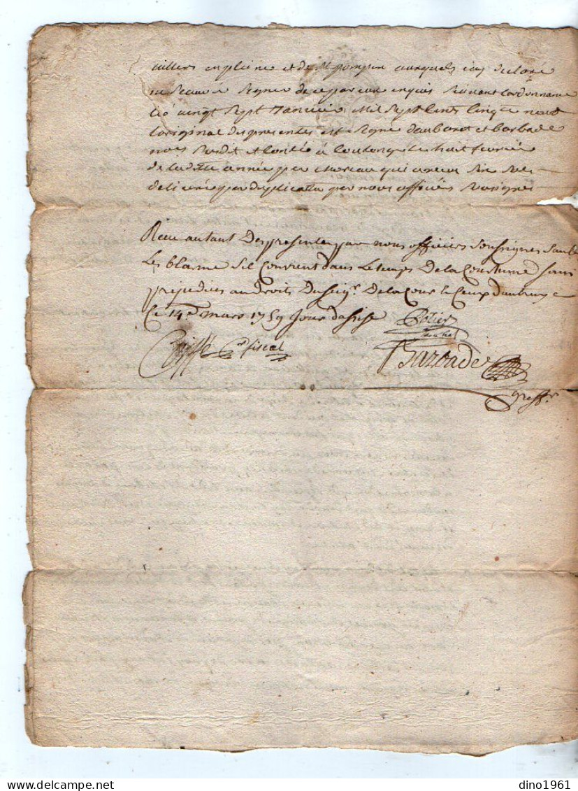 VP23.050 - Cachet Généralité De POITIERS - 5 Actes De 1755 / 73 / 78 - M. Jacques SENEGON à La Bressonnière ( ARDIN ) - Manuscrits