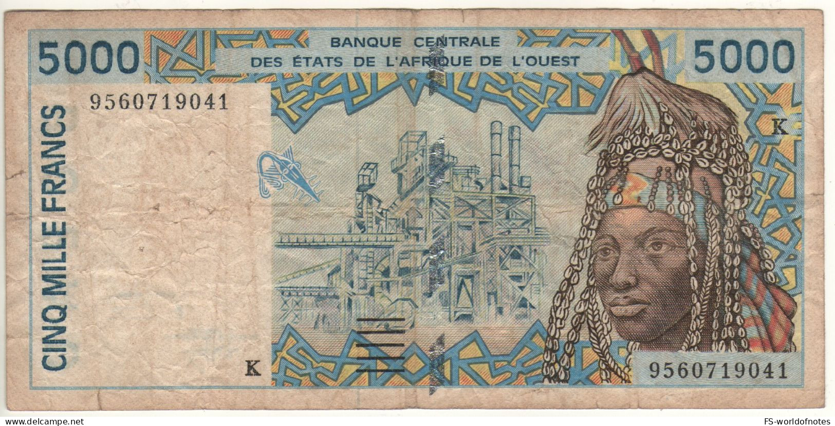 SENEGAL  5'000 Francs  ( West African States   P713Kd   1995     "Smelting Plant,+ Women In Colourfull Dresses" ) - Senegal