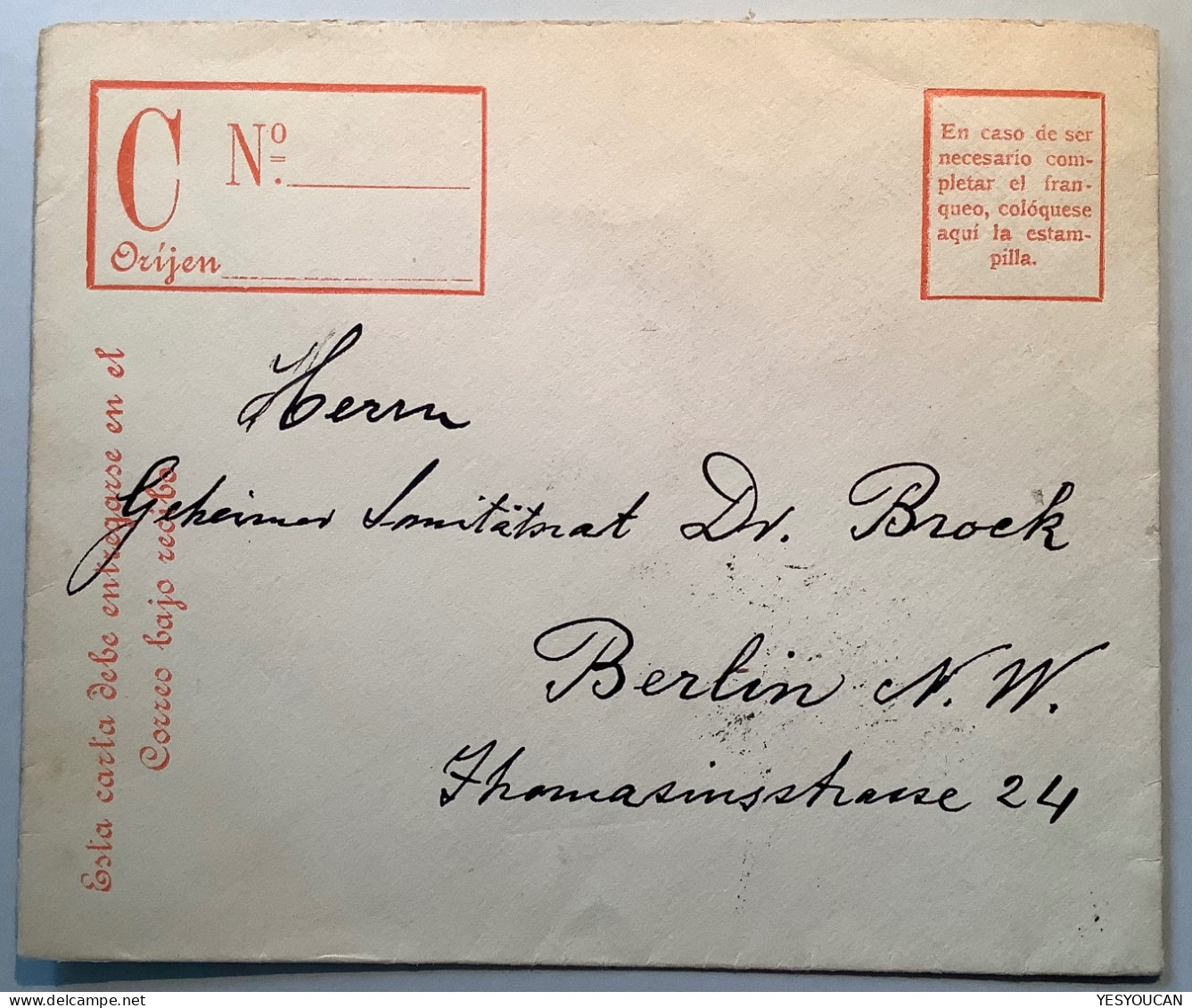 Santiago Chile 1911 15c Violet Postal Stationery REGISTERED Envelope To Berlin, VF & Fresh (entier Postal - Chile