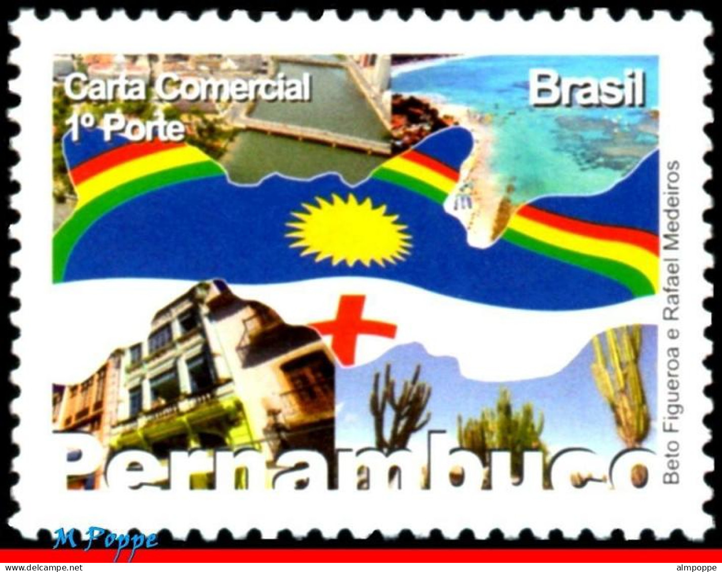 Ref. BR-3070-DP BRAZIL 2009 - PERNAMBUCO, FLAGS,DEPERSONALIZED MNH, CITIES 1V Sc# 3070 - Personalized Stamps