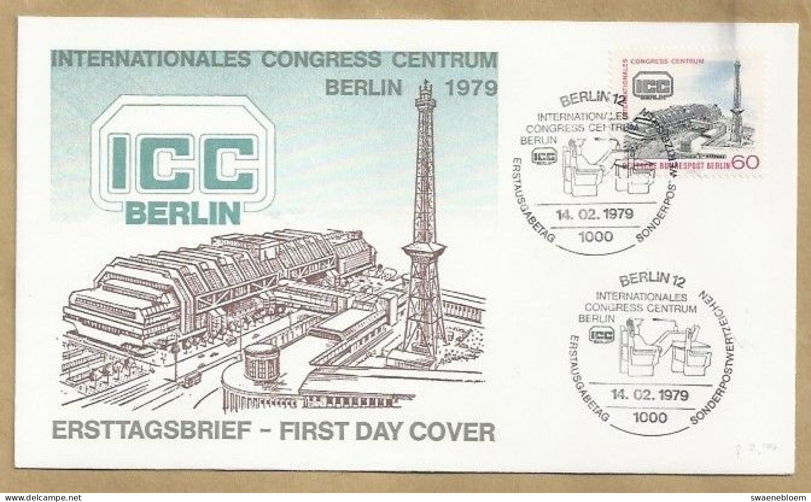 DE.- ERSTTAGSBRIEF. INTERNATIONALES CONGRESS CENTRUM BERLIN 1979. ICC. ERSTAUSGABETAG 14.2.1979. BERLIN 12. FDC. - 1971-1980