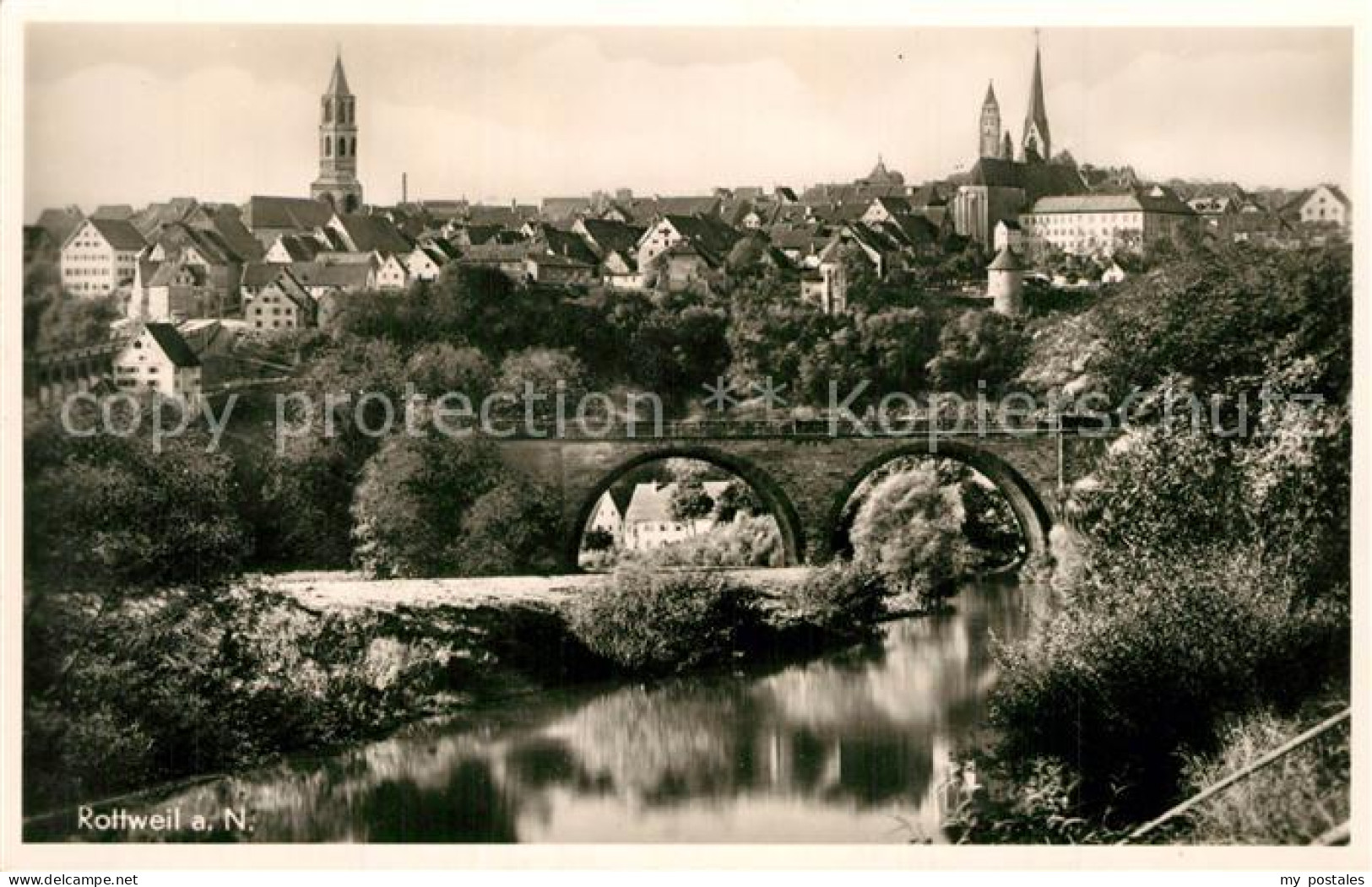 73558302 Rottweil Neckar Partie Am Neckar Bruecke Blick Zur Stadt Rottweil Necka - Rottweil