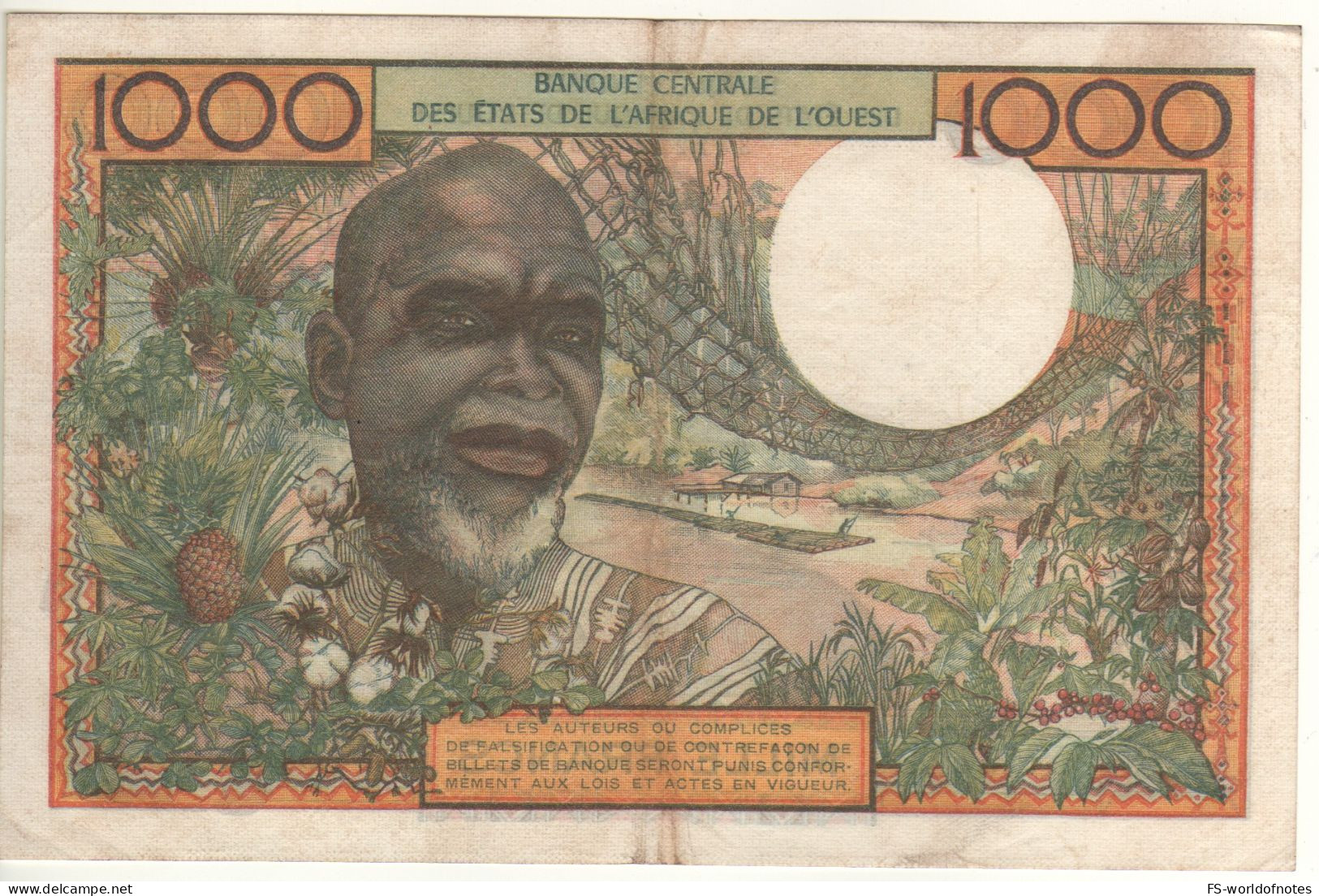 IVORY COAST   1'000 Francs  P103AL   West AFRICAN States ( ND  1965 ) Couple On Front + Bearded Man At Back - Elfenbeinküste (Côte D'Ivoire)