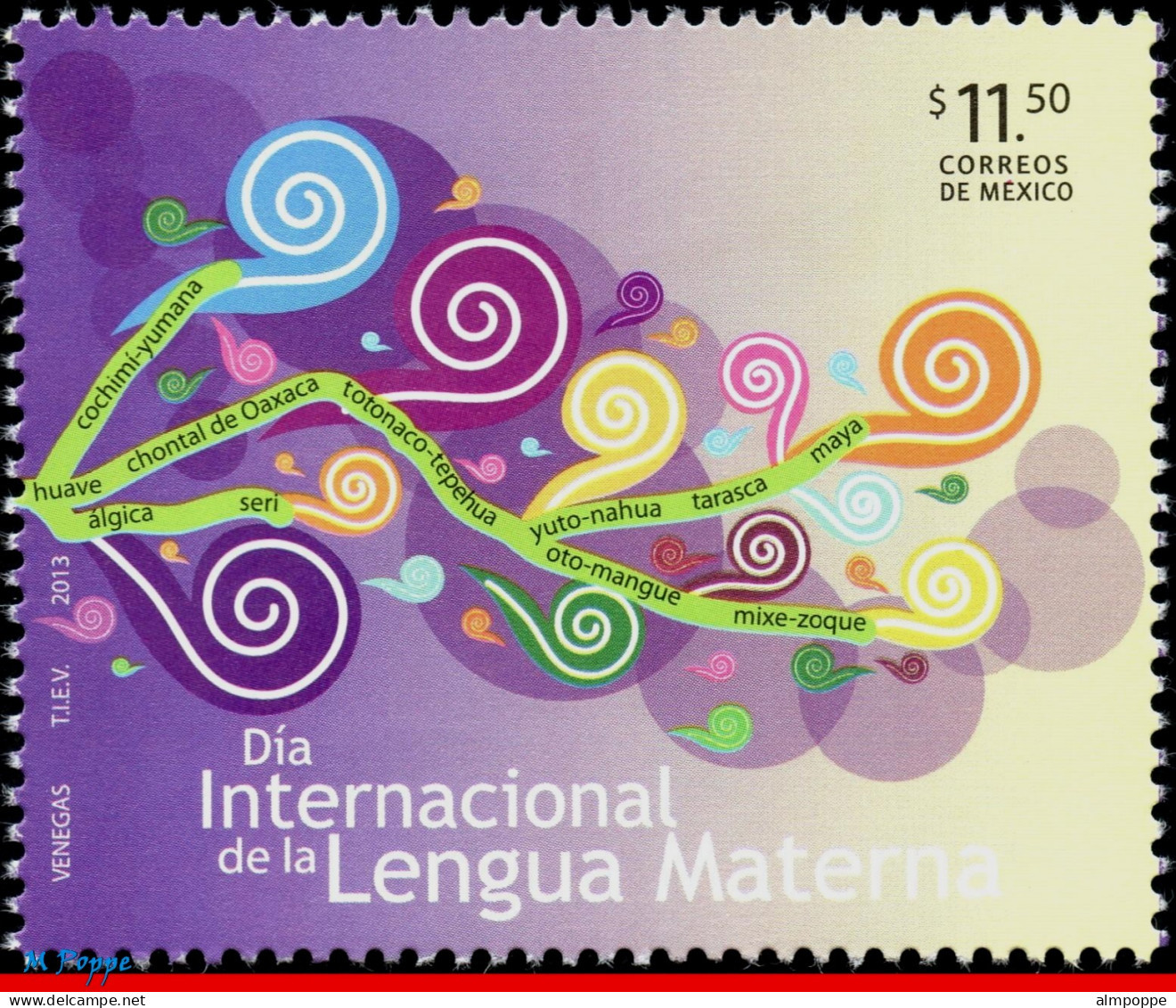 Ref. MX-2814 MEXICO 2013 - INTL. DAY OF MOTHERLANGUAGE, ART, MNH, LANGUAGES 1V Sc# 2814 - México