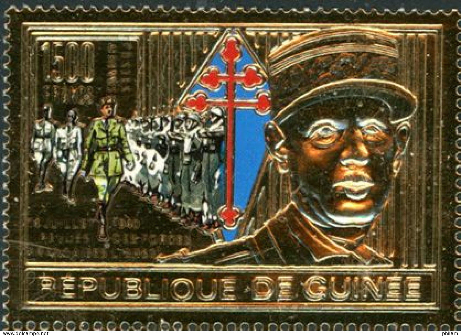 GUINEE 1991 - De Gaulle - Timbre Or - Guinée (1958-...)